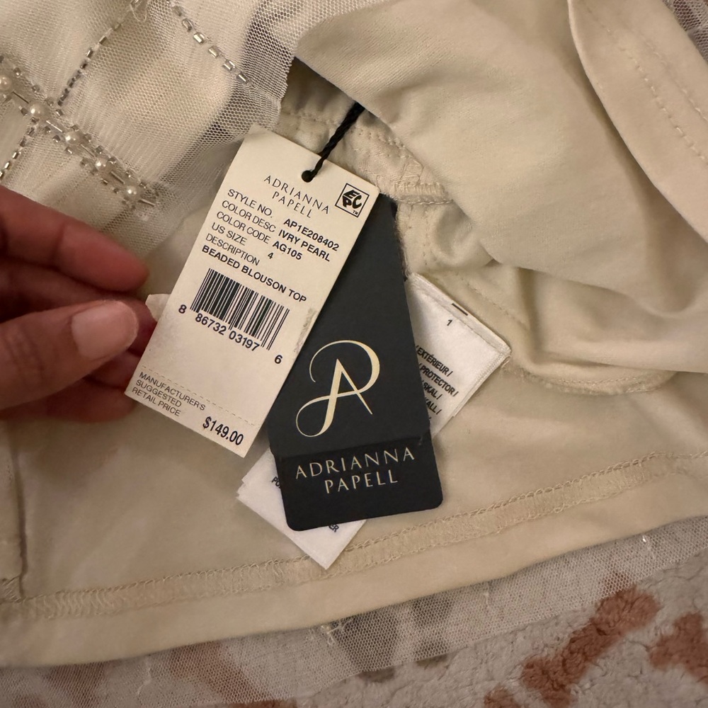 Adrianna Papell Ivory Beaded Top